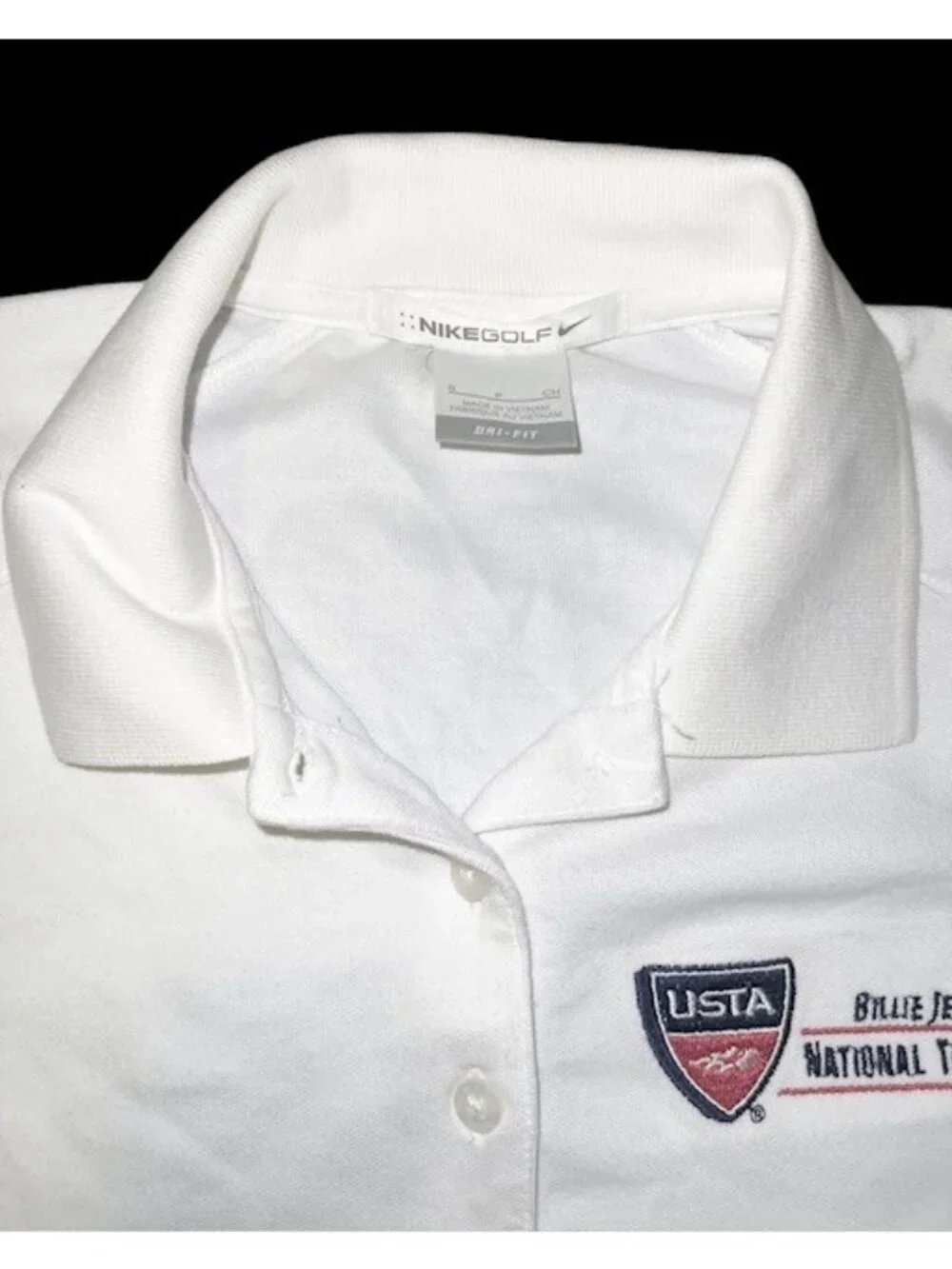 Nike Golf Dri-FIT USTA Billie Jean King Tennis Center Polo Womens Small White B